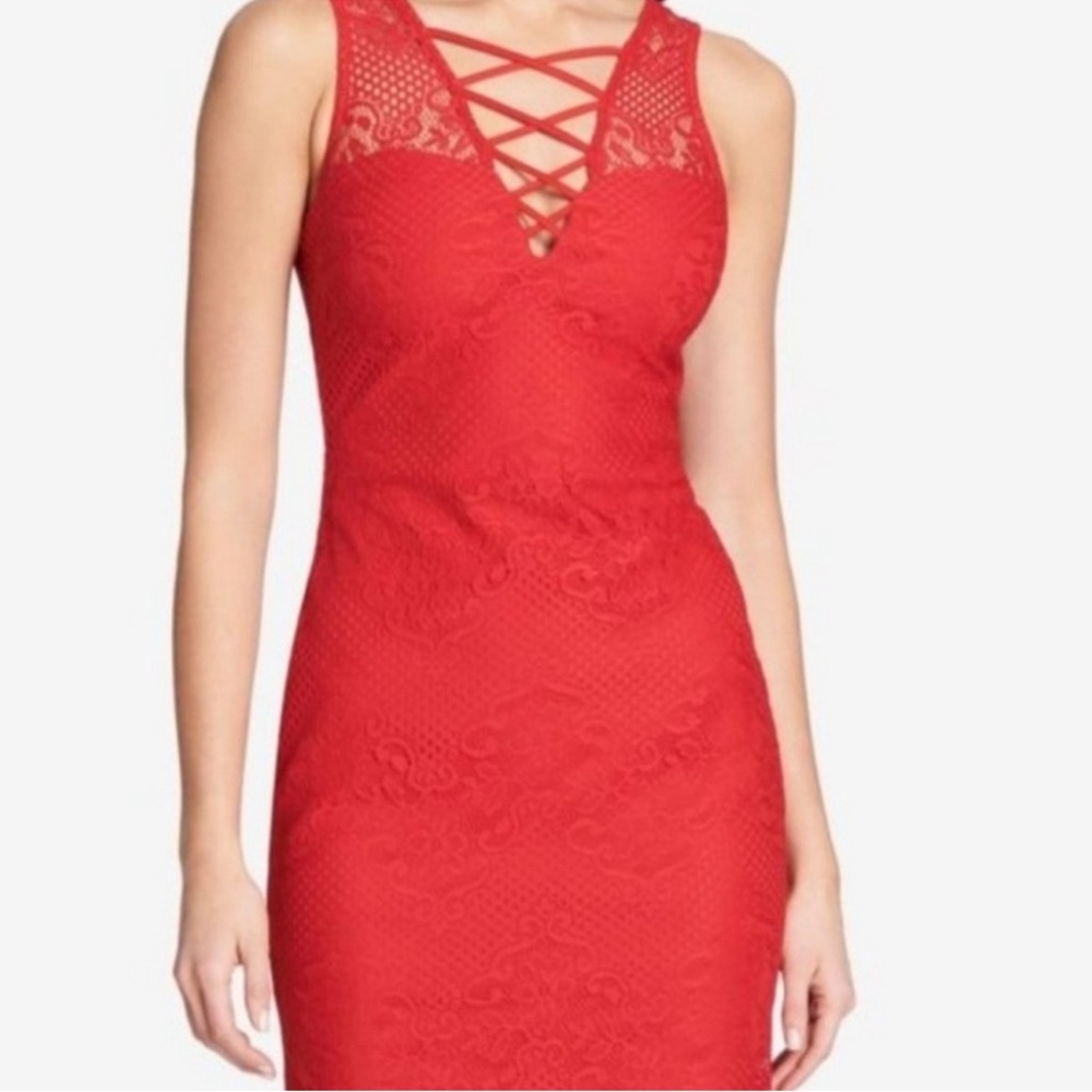 Guess  Lace Sheath Dress, Red Size 4